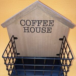 Coffee House Wall Decor Basket Letter Coffee Holder Approx 8” X 9.5”